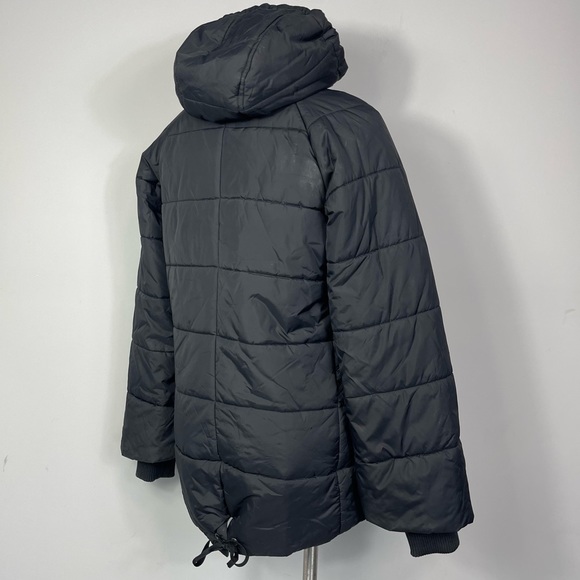 Diesel Woman’s Puffer Jacket Black High Low Hooded Insulated Winter Coat M - Picture 7 of 16